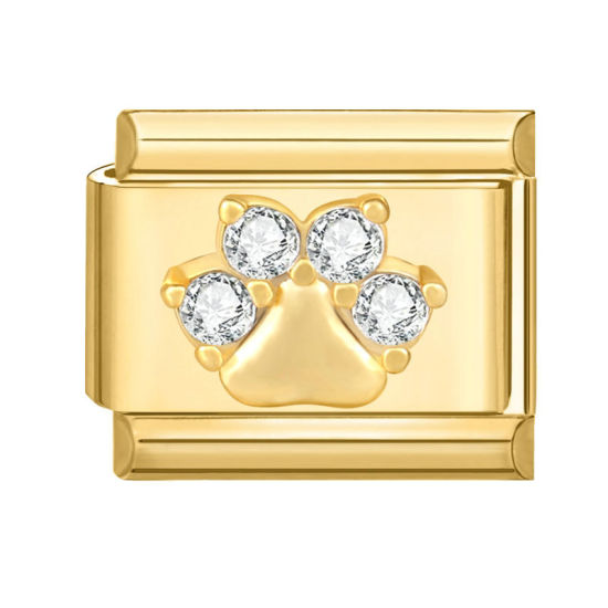 Изображение 1 ШТ 304 Нержавеющая Сталь Очаровательный итальянский браслет со звеньями Изготовление ювелирных изделий своими руками Позолоченный Прямоугольник отпечаток лапы 10мм x 9мм