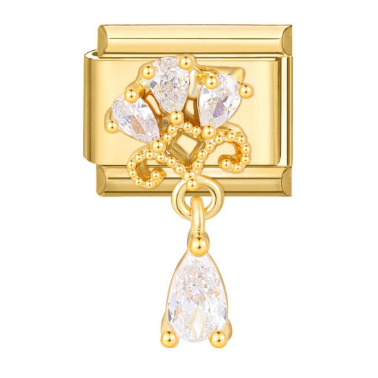 Изображение 1 ШТ 304 Нержавеющая Сталь Очаровательный итальянский браслет со звеньями Изготовление ювелирных изделий своими руками Позолоченный водяная капля 10мм x 9мм