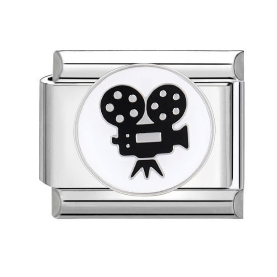 Imagen de 1 Unidad 304 Acero Inoxidable Charm Pulsera de Eslabones Italianos para Hacer Joyas DIY Tono de Plata Multicolor Rectángulo Proyector 10mm x 9mm