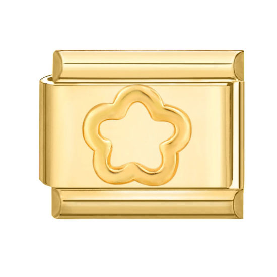 Изображение 1 ШТ 304 Нержавеющая Сталь Очаровательный итальянский браслет со звеньями Изготовление ювелирных изделий своими руками Позолоченный Прямоугольник Цветок 10мм x 9мм