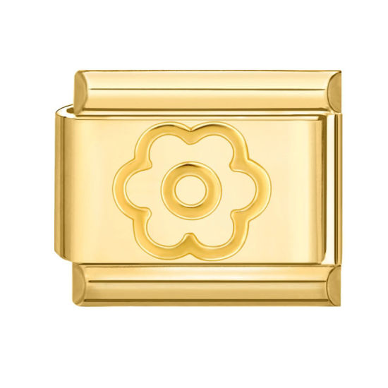 Изображение 1 ШТ 304 Нержавеющая Сталь Очаровательный итальянский браслет со звеньями Изготовление ювелирных изделий своими руками Позолоченный Прямоугольник Цветок 10мм x 9мм