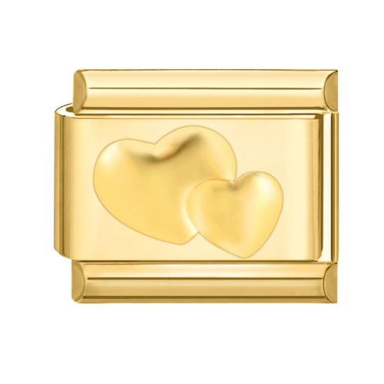 Изображение 1 ШТ 304 Нержавеющая Сталь Очаровательный итальянский браслет со звеньями Изготовление ювелирных изделий своими руками Позолоченный Прямоугольник Сердце 10мм x 9мм