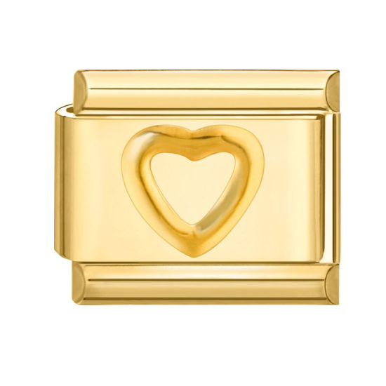 Изображение 1 ШТ 304 Нержавеющая Сталь День святого Валентина Очаровательный итальянский браслет со звеньями Изготовление ювелирных изделий своими руками Позолоченный Прямоугольник Сердце 10мм x 9мм