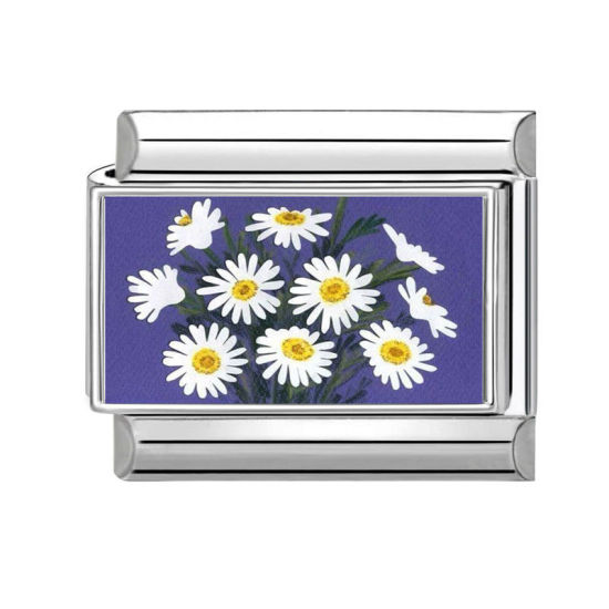 Изображение 1 ШТ 304 Нержавеющая Сталь Очаровательный итальянский браслет со звеньями Изготовление ювелирных изделий своими руками Серебряный Тон Разноцветный Прямоугольник Цветок 10мм x 9мм