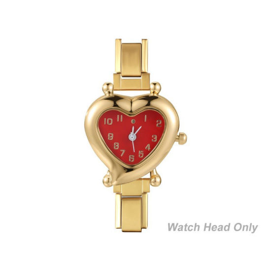 Bild von 1 Stück 304 Edelstahl Valentinstag hrwerk mit italienischen Charm-Links für die DIY-Schmuckherstellung Vergoldet Rot Herz 5.7cm x 2.8cm