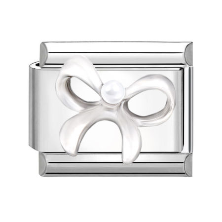 Picture of 304 Stainless Steel Italian Charm Links For DIY Bracelet Jewelry Making Silver Tone Multicolor Rectangle 10mm x 9mm