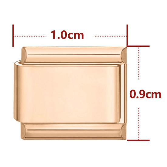 Immagine di 1 Pz 304 Acciaio Inossidabile Bracciale con Charm Italiano a Maglie, Creazione di Gioielli Fai-da-te Oro Rosa Rettangolo 10mm x 9mm