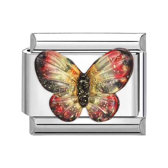 Изображение 1 ШТ 304 Нержавеющая Сталь Очаровательный итальянский браслет со звеньями Изготовление ювелирных изделий своими руками Серебряный Тон Коричневый Прямоугольник Бабочка 10мм x 9мм