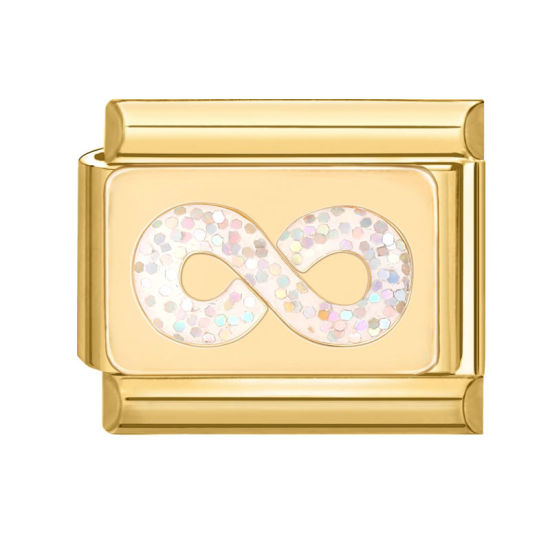 Изображение 1 ШТ 304 Нержавеющая Сталь Очаровательный итальянский браслет со звеньями Изготовление ювелирных изделий своими руками Позолоченный Прямоугольник 10мм x 9мм