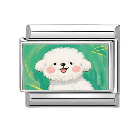 Изображение 1 ШТ 304 Нержавеющая Сталь Очаровательный итальянский браслет со звеньями Изготовление ювелирных изделий своими руками Серебряный Тон Разноцветный Прямоугольник Собака 10мм x 9мм