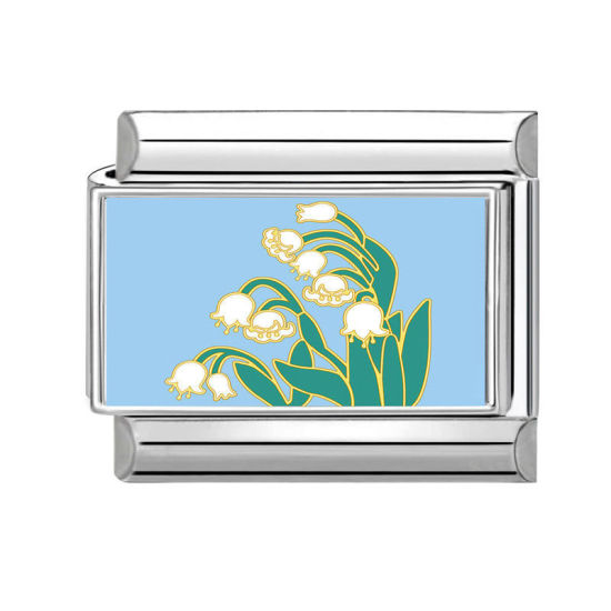 Изображение 1 ШТ 304 Нержавеющая Сталь Очаровательный итальянский браслет со звеньями Изготовление ювелирных изделий своими руками Серебряный Тон Разноцветный Прямоугольник Цветок 10мм x 9мм