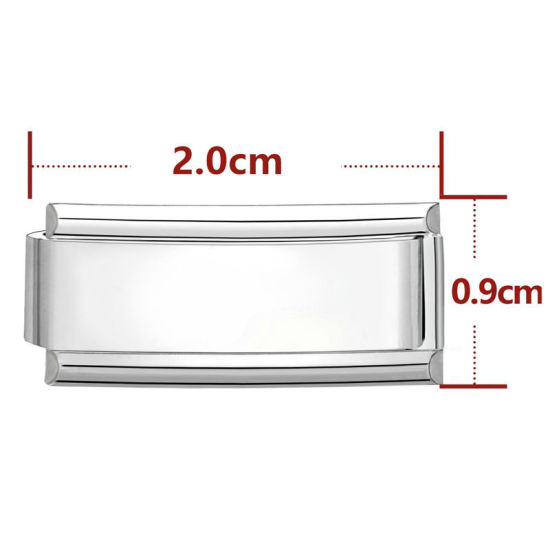 Immagine di 1 Pz 304 Acciaio Inossidabile Bracciale con Charm Italiano a Maglie, Creazione di Gioielli Fai-da-te Tono Argento Rettangolo 20mm x 9mm