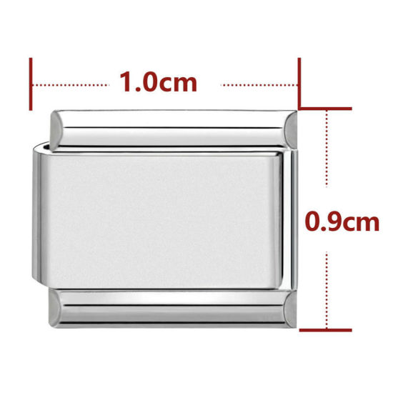 Immagine di 1 Pz 304 Acciaio Inossidabile Bracciale con Charm Italiano a Maglie, Creazione di Gioielli Fai-da-te Tono Argento Rettangolo 10mm x 9mm