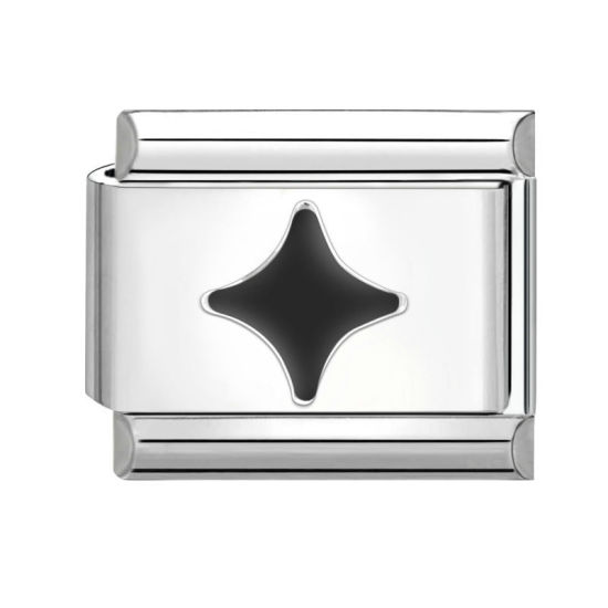 Immagine di 1 Pz 304 Acciaio Inossidabile Bracciale con Charm Italiano a Maglie, Creazione di Gioielli Fai-da-te Tono Argento Nero Rettangolo 10mm x 9mm