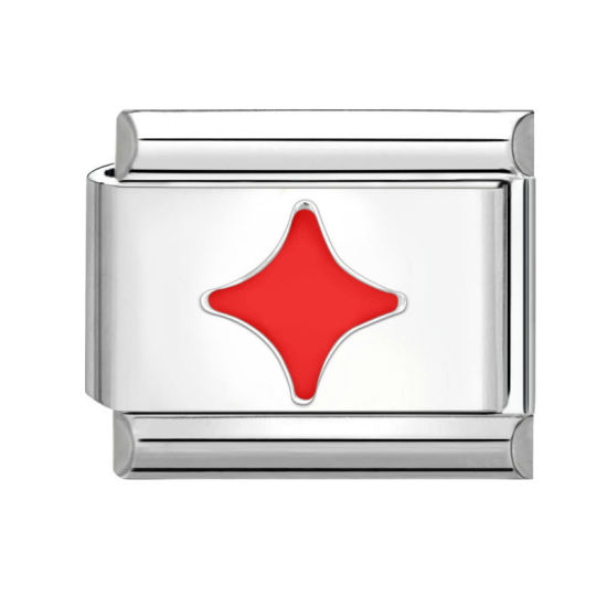 Immagine di 1 Pz 304 Acciaio Inossidabile Bracciale con Charm Italiano a Maglie, Creazione di Gioielli Fai-da-te Tono Argento Rosso Rettangolo 10mm x 9mm