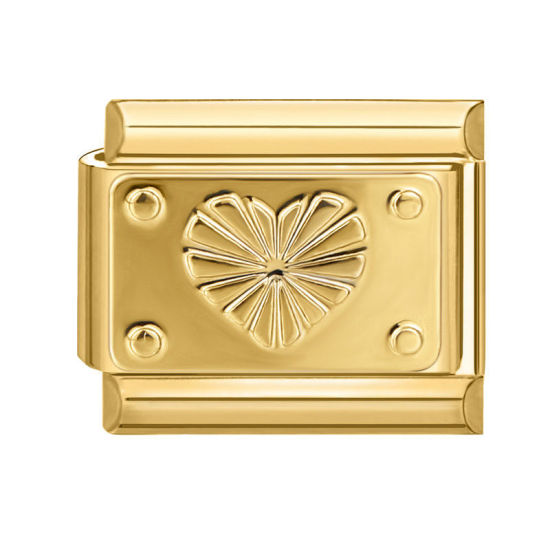 Изображение 1 ШТ 304 Нержавеющая Сталь День святого Валентина Очаровательный итальянский браслет со звеньями Изготовление ювелирных изделий своими руками Позолоченный Прямоугольник Сердце 10мм x 9мм