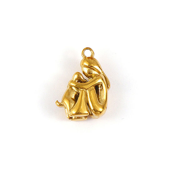 Bild von 1 Stück Umweltfreundliche PVD-Vakuumbeschichtung 304 Edelstahl Charms 18K Echtgold plattiert Mädchen 3D 19mm x 15mm