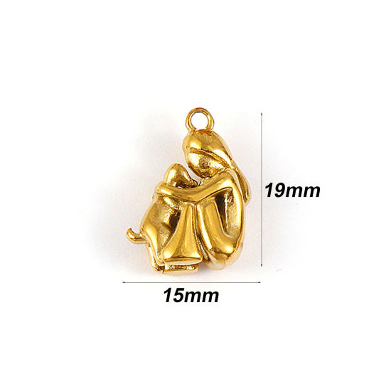 Bild von 1 Stück Umweltfreundliche PVD-Vakuumbeschichtung 304 Edelstahl Charms 18K Echtgold plattiert Mädchen 3D 19mm x 15mm