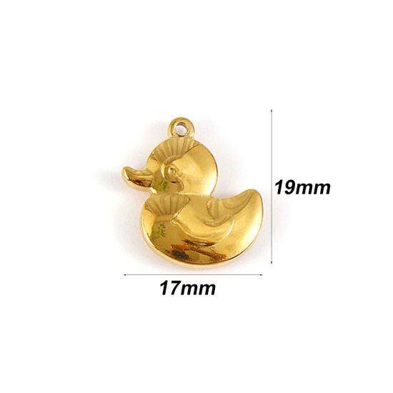 Bild von 1 Stück Umweltfreundliche PVD-Vakuumbeschichtung 304 Edelstahl Charms 18K Echtgold plattiert Ente 19mm x 17mm
