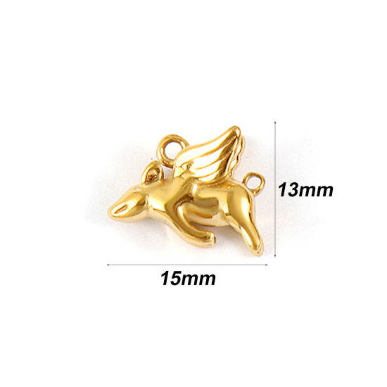 Bild von 1 Stück Umweltfreundliche PVD-Vakuumbeschichtung 304 Edelstahl Charms 18K Echtgold plattiert Maus 3D 15mm x 13mm
