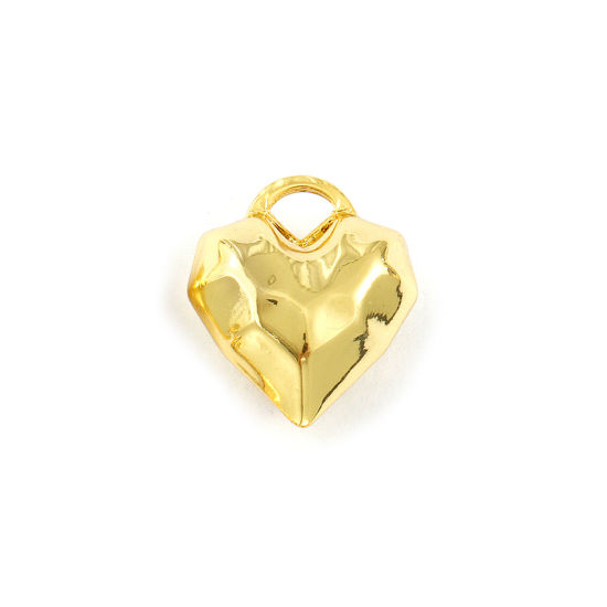 Immagine di 2 Pz Ecologico Ottone San Valentino Ciondoli 18K Vero Oro Placcato Cuore Sezione 24mm x 20mm