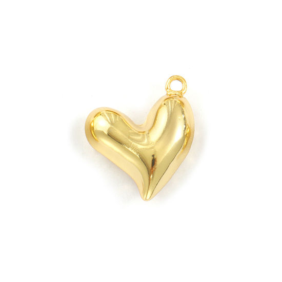Immagine di 2 Pz Ecologico Ottone San Valentino Ciondoli 18K Vero Oro Placcato Cuore 23mm x 20mm