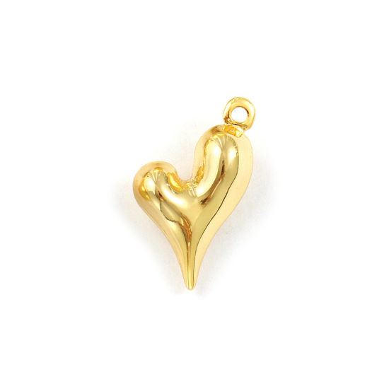Immagine di 2 Pz Ecologico Ottone San Valentino Ciondoli 18K Vero Oro Placcato Cuore 23mm x 15mm