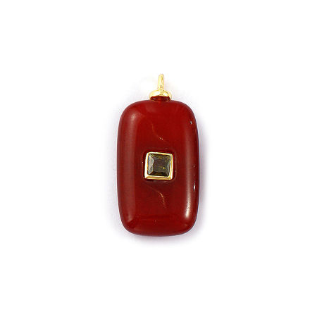 Imagen de 1 Unidad Respetuoso del Medio Ambiente Gema & Latón Geométrico Colgantes Al Por Mayor 18K Oro Real Chapado Marrón Oscuro Rectángulo Verde Olivo Circón Artificial 3cm x 1.5cm