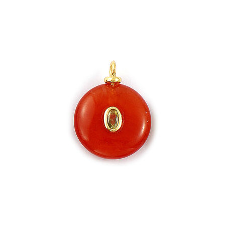 Imagen de 1 Unidad Respetuoso del Medio Ambiente Gema & Latón Geométrico Colgantes Al Por Mayor 18K Oro Real Chapado Marrón Claro Ronda Verde Olivo Circón Artificial 23mm x 18mm