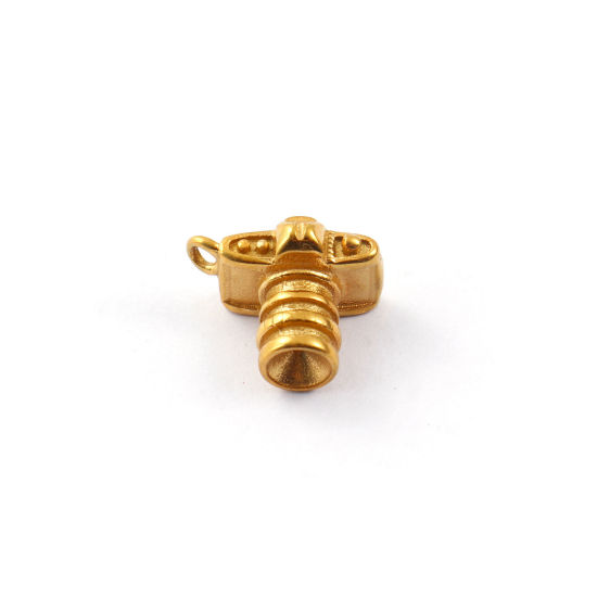 Immagine di 1 Pz Placcatura Sottovuoto PVD Ecologica 304 Acciaio Inossidabile Viaggio Ciondoli 18K Vero Oro Placcato Camera 3D 13mm x 8mm