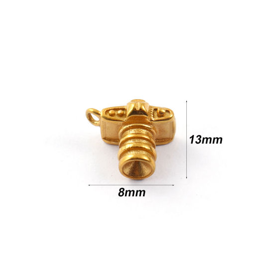 Immagine di 1 Pz Placcatura Sottovuoto PVD Ecologica 304 Acciaio Inossidabile Viaggio Ciondoli 18K Vero Oro Placcato Camera 3D 13mm x 8mm