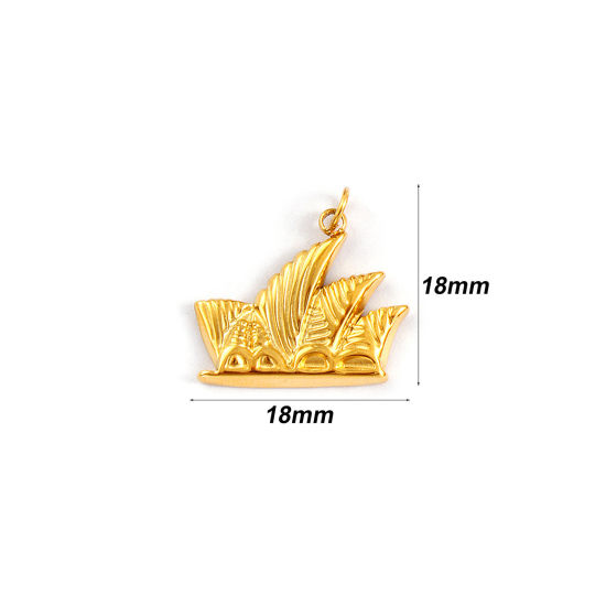Immagine di 1 Pz Placcatura Sottovuoto PVD Ecologica 304 Acciaio Inossidabile Viaggio Ciondoli 18K Vero Oro Placcato Teatro dell'opera di Sydney 18mm x 18mm