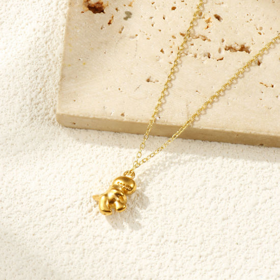 Picture of 2 PCs Eco-friendly PVD Vacuum Plating 304 Stainless Steel Charms 18K Real Gold Plated Dinosaur Animal 3D 17.5mm x 12mm