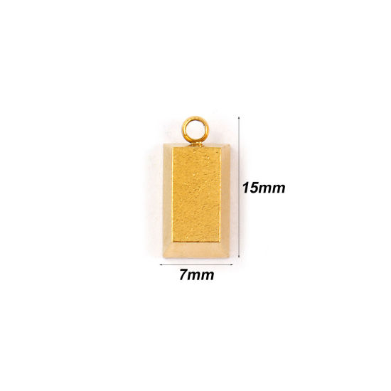 Immagine di 2 Pz Placcatura Sottovuoto Ecologica 304 Acciaio Inossidabile Ciondoli Placcato Oro 18K Mattonella Smerigliato 15mm x 7mm