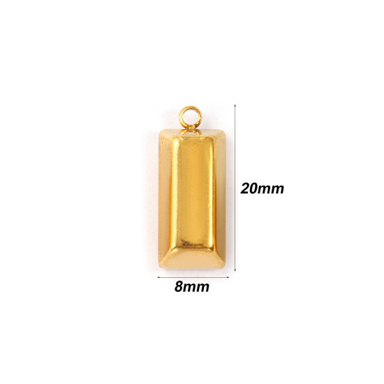 Immagine di 2 Pz Placcatura Sottovuoto Ecologica 304 Acciaio Inossidabile Ciondoli Placcato Oro 18K Mattonella Liscio 20mm x 8mm