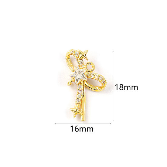 Изображение 2 PCs Brass Christmas Charms 18K Gold Plated Bowknot Micro Pave Clear Cubic Zirconia 18mm x 16mm