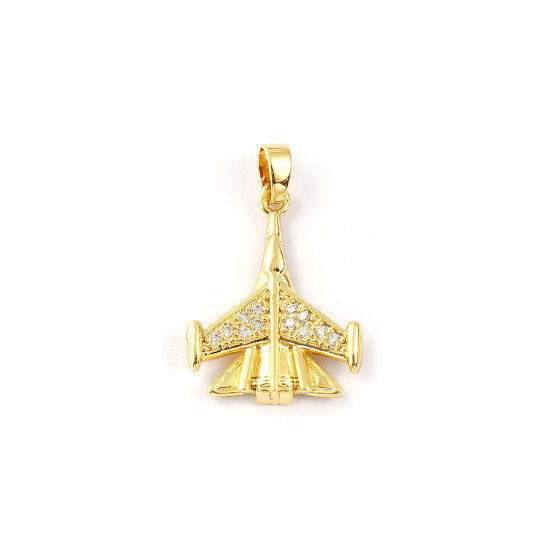 Изображение 2 PCs Eco-friendly Brass Charm Pendant 18K Real Gold Plated Super Flanker Micro Pave Clear Cubic Zirconia 26mm x 17mm