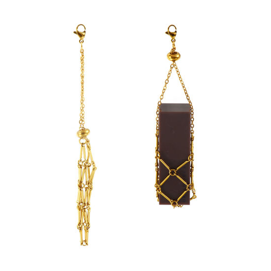 Picture of 1 Piece Eco-friendly PVD Vacuum Plating 304 Stainless Steel Stylish Empty Stone Holder Cage Necklace 18K Real Gold Plated Adjustable 12.5cm