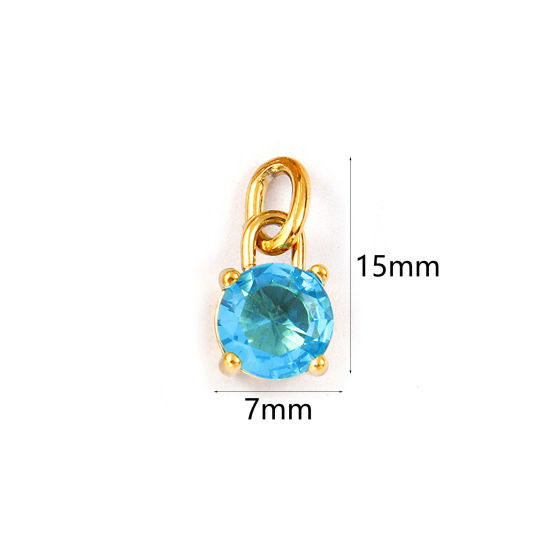 Изображение 2 ШТ Экологичное вакуумное PVD-покрытие 304 Нержавеющая Сталь Декабрь Камень рождения Подвески 18K настоящее золото с покрытием Мини Болотный Искусственный Циркон 15мм x 7мм