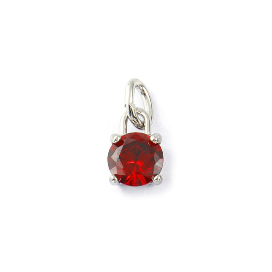 Immagine di 2 Pz Ecologico 304 Acciaio Inossidabile Gennaio Pietre Nascita Ciondoli Tono Argento Mini Vino Rosso Cubic Zirconiae 15mm x 7mm