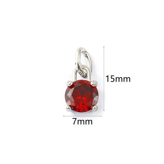 Immagine di 2 Pz Ecologico 304 Acciaio Inossidabile Gennaio Pietre Nascita Ciondoli Tono Argento Mini Vino Rosso Cubic Zirconiae 15mm x 7mm