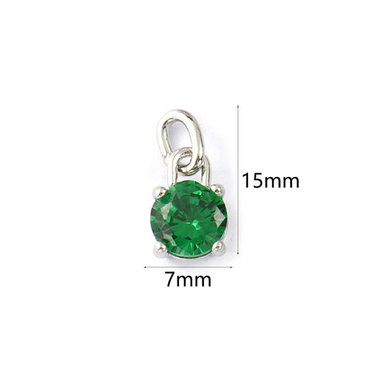 Immagine di 2 Pz Ecologico 304 Acciaio Inossidabile Maggio Pietre Nascita Ciondoli Tono Argento Mini Smeraldo Cubic Zirconiae 15mm x 7mm