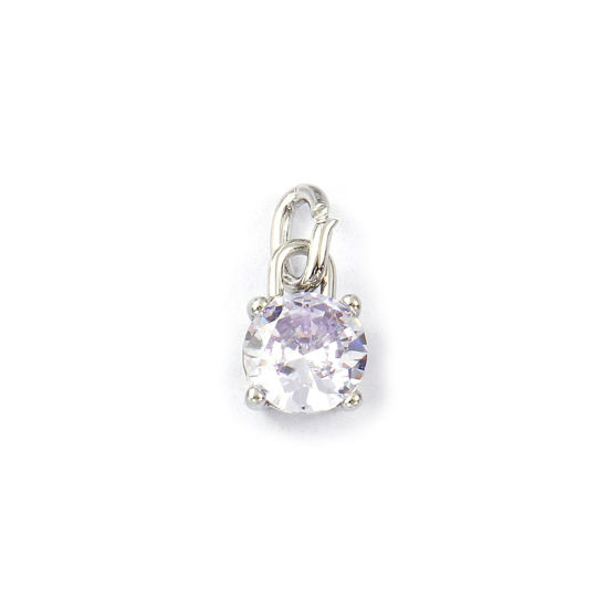 Immagine di 2 Pz Ecologico 304 Acciaio Inossidabile Giugno Pietre Nascita Ciondoli Tono Argento Mini Viola Pallido Cubic Zirconiae 15mm x 7mm