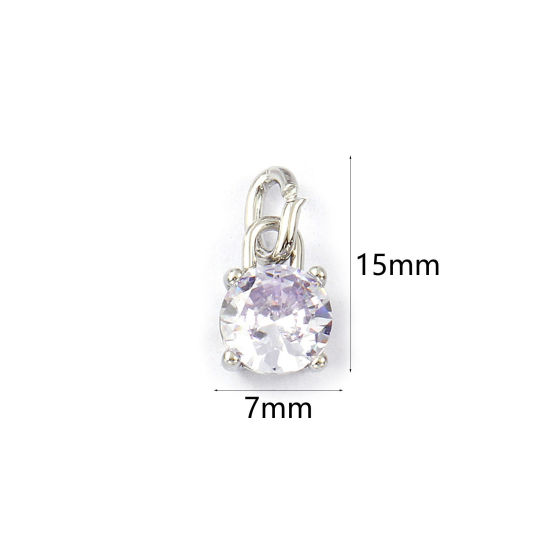 Immagine di 2 Pz Ecologico 304 Acciaio Inossidabile Giugno Pietre Nascita Ciondoli Tono Argento Mini Viola Pallido Cubic Zirconiae 15mm x 7mm