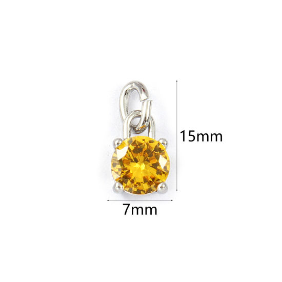 Immagine di 2 Pz Ecologico 304 Acciaio Inossidabile Novembre Pietre Nascita Ciondoli Tono Argento Mini Giallo Cubic Zirconiae 15mm x 7mm