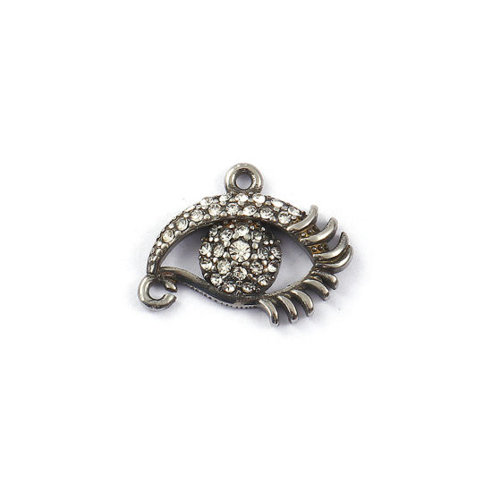 Immagine di 1 Pz Ecologico 304 Acciaio Inossidabile Ciondoli Argento Antico Occhi Micro Spianare Trasparente Cubic Zirconiae 20mm x 15.5mm