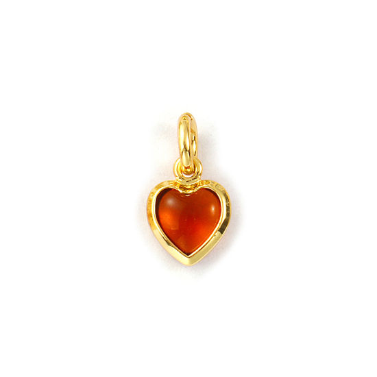 Изображение 2 PCs Eco-friendly Brass & Glass Valentine's Day Charms 18K Real Gold Plated Brown Heart Mini 12mm x 7mm