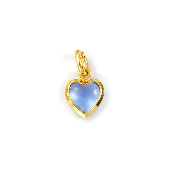 Изображение 2 PCs Eco-friendly Brass & Glass Valentine's Day Charms 18K Real Gold Plated Light Blue Heart Mini 12mm x 7mm