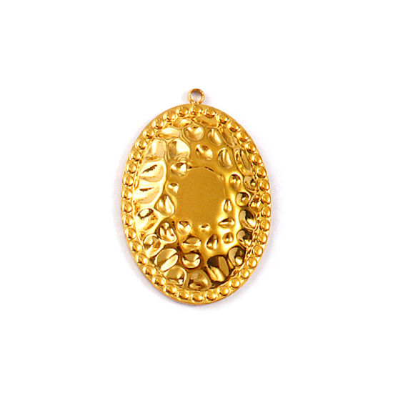Изображение 2 PCs Eco-friendly PVD Vacuum Plating 304 Stainless Steel Pendants 18K Real Gold Plated Oval Spot 3.9cm x 2.6cm