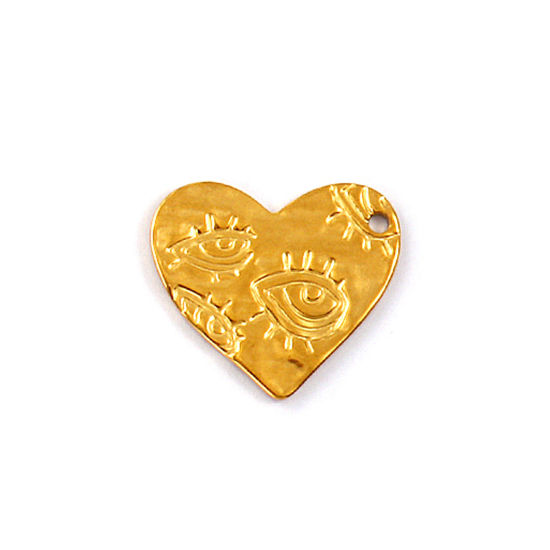 Изображение 2 PCs Eco-friendly PVD Vacuum Plating 304 Stainless Steel Valentine's Day Charms 18K Real Gold Plated Heart Eye 27mm x 24mm